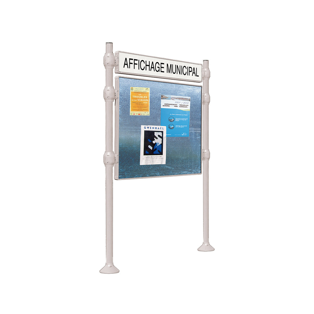 Panneau d'affichage libre Inox brossé RAL7044 - 870x1225 - Module initial - Bandeau-titre - PROCITY - 591139.7044