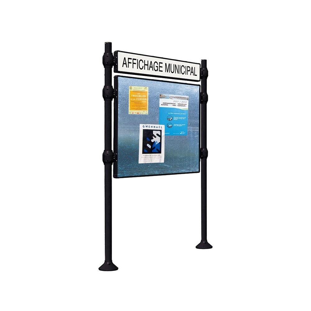 Panneau d'affichage libre Inox brossé RAL9005 - 870x1225 - Module initial - Bandeau-titre - PROCITY - 591139.9005