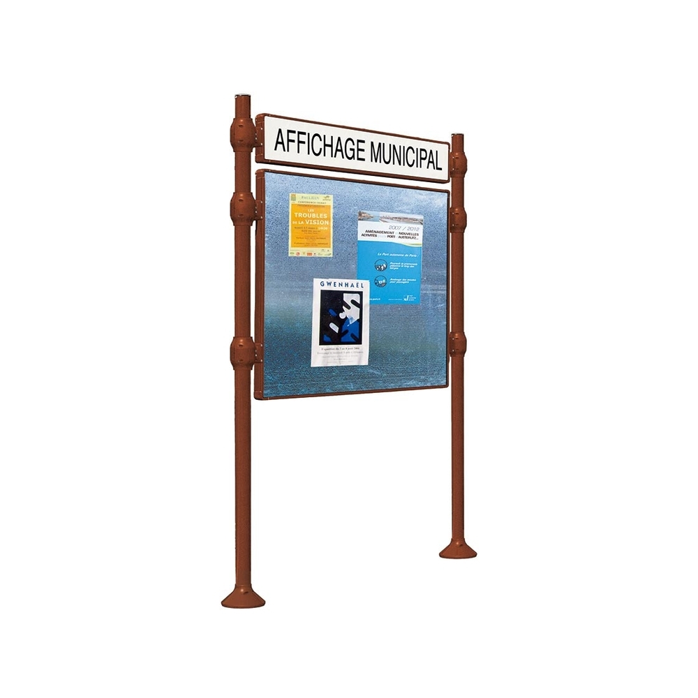 Panneau d'affichage libre Inox brossé Aspect Corten - 870x1225 - Module initial - Bandeau-titre - PROCITY - 591139.S025