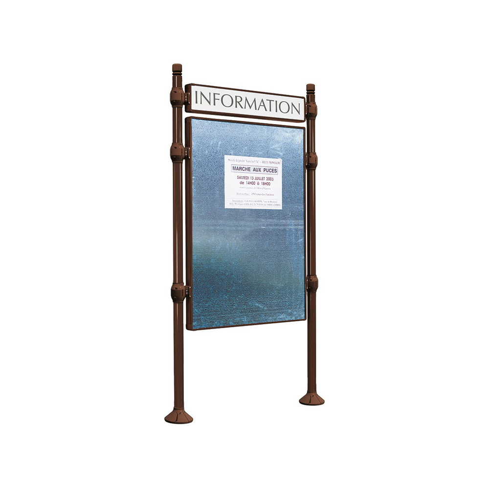 Panneau d'affichage libre City RAL8017 - 1225x870 - Module initial - Bandeau-titre - PROCITY - 591160.8017