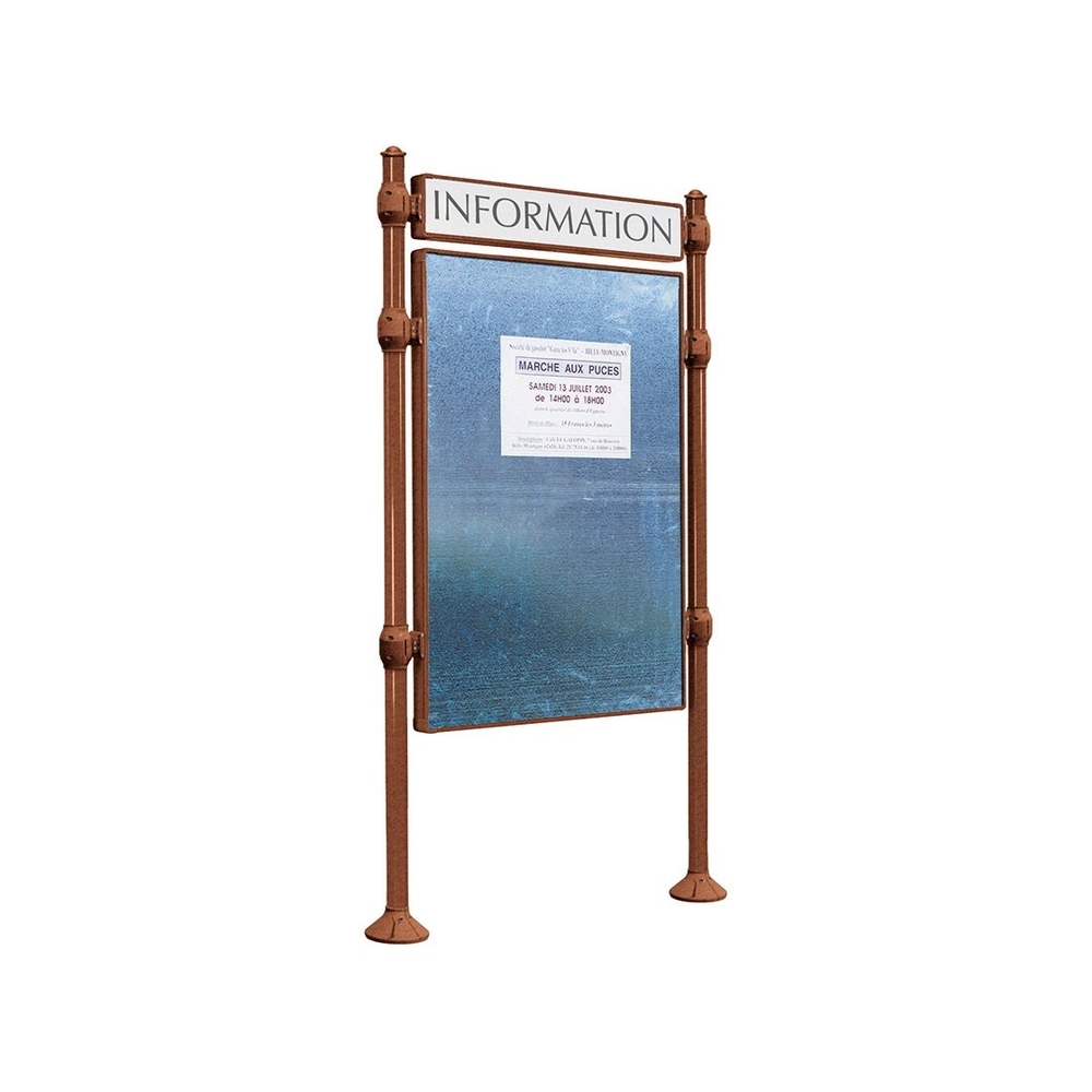 Panneau d'affichage libre Agora Aspect Corten - 1225x870 - Module initial - Bandeau-titre - PROCITY - 591161.S025