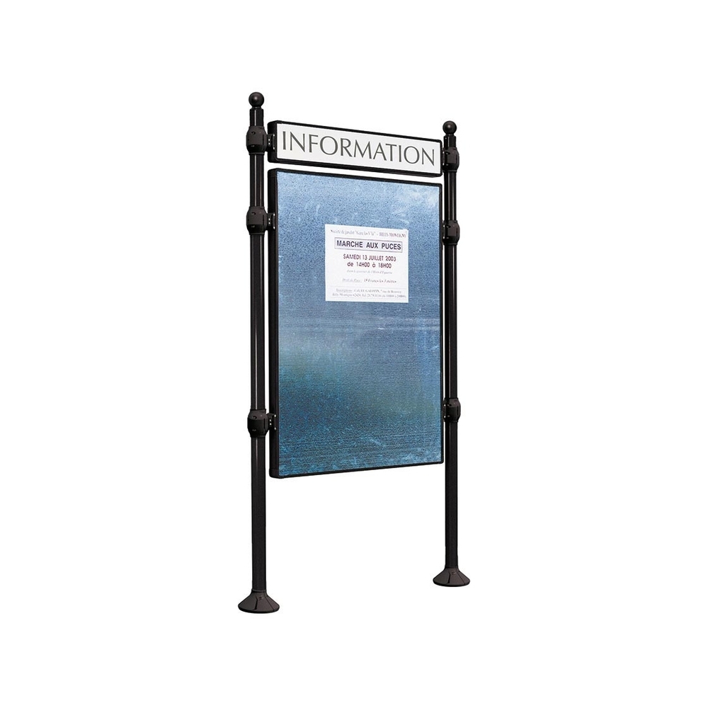 Panneau d'affichage libre Boule RAL9005 - 1225x870 - Module initial - Bandeau-titre - PROCITY - 591162.9005