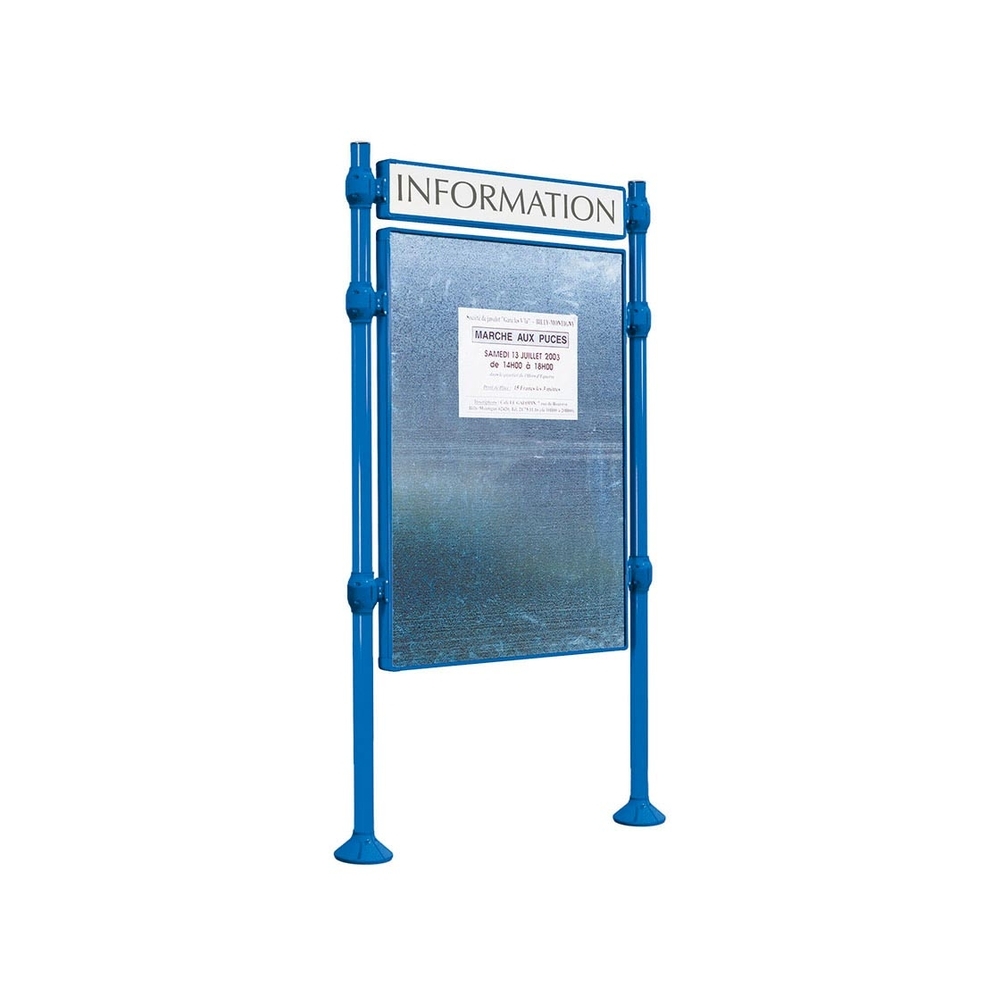 Panneau d'affichage libre Inox brossé RAL5010 - 1225x870 - Module initial - Bandeau-titre - PROCITY - 591169.5010