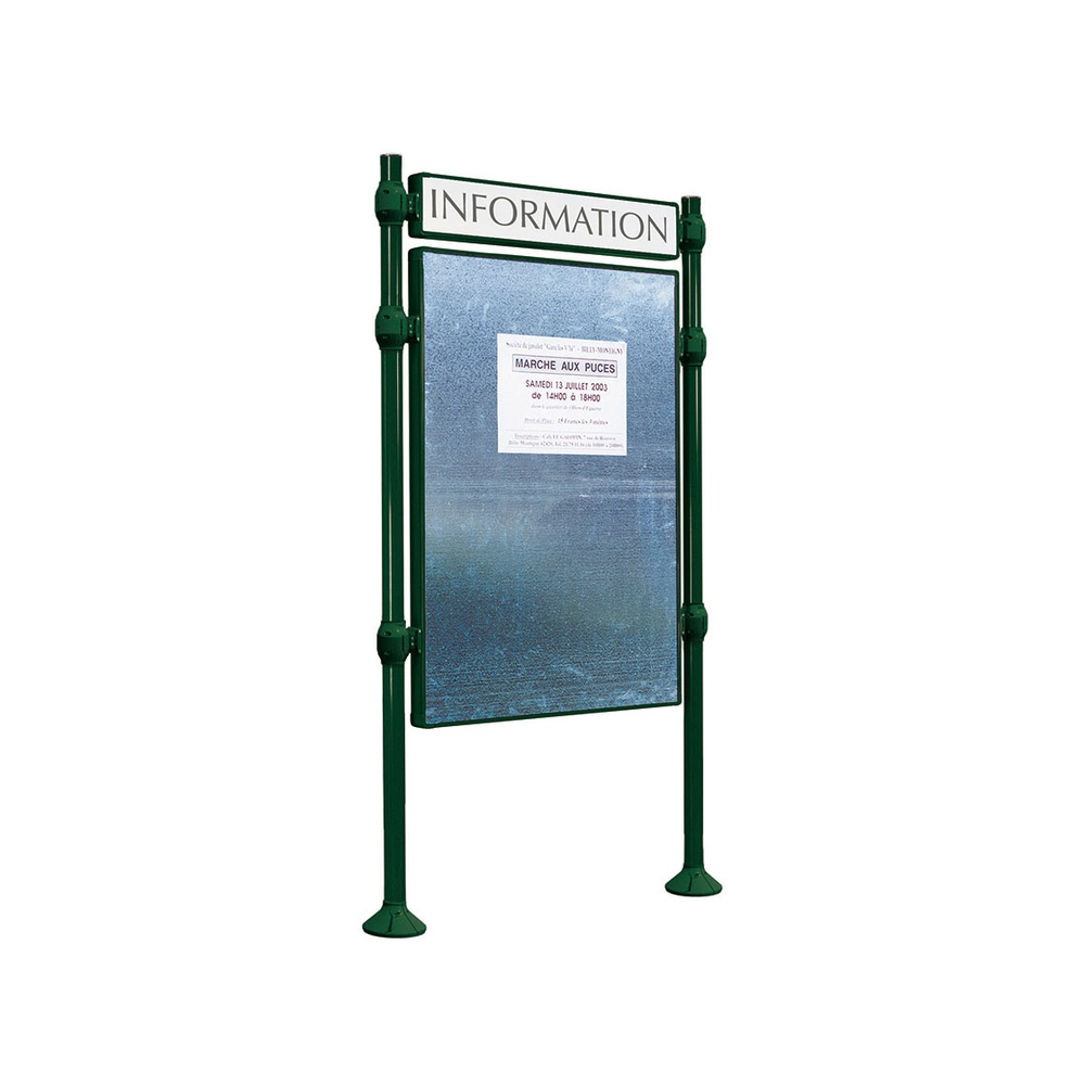 Panneau d'affichage libre Inox brossé RAL6005 - 1225x870 - Module initial - Bandeau-titre - PROCITY - 591169.6005