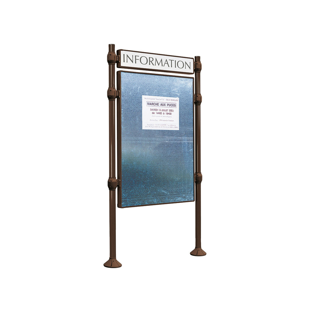 Panneau d'affichage libre Inox brossé RAL8017 - 1225x870 - Module initial - Bandeau-titre - PROCITY - 591169.8017