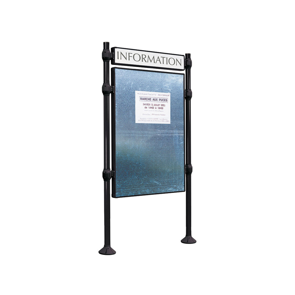 Panneau d'affichage libre Inox brossé RAL9005 - 1225x870 - Module initial - Bandeau-titre - PROCITY - 591169.9005