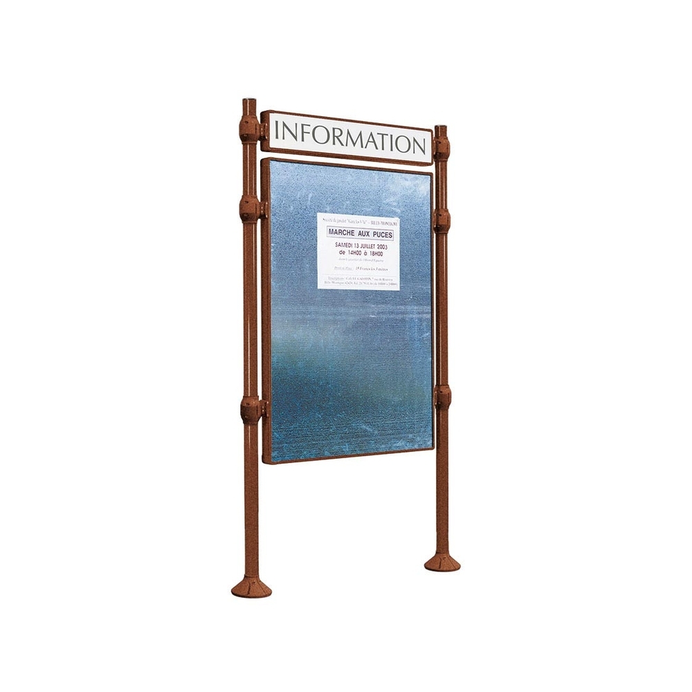 Panneau d'affichage libre Inox brossé Aspect Corten - 1225x870 - Module initial - Bandeau-titre - PROCITY - 591169.S025