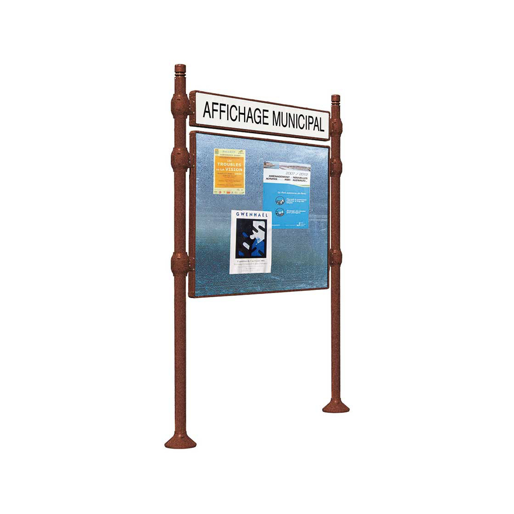 Panneau d'affichage libre City Aspect Corten - 1225x1670 - Module initial - Bandeau-titre - PROCITY - 591190.S025