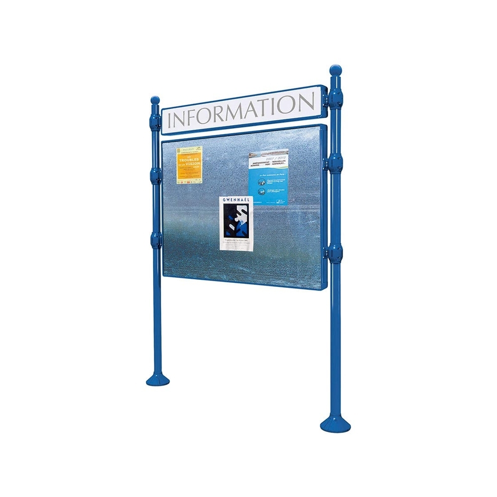 Panneau d'affichage libre Boule RAL5010 - 1225x1670 - Module initial - Bandeau-titre - PROCITY - 591192.5010