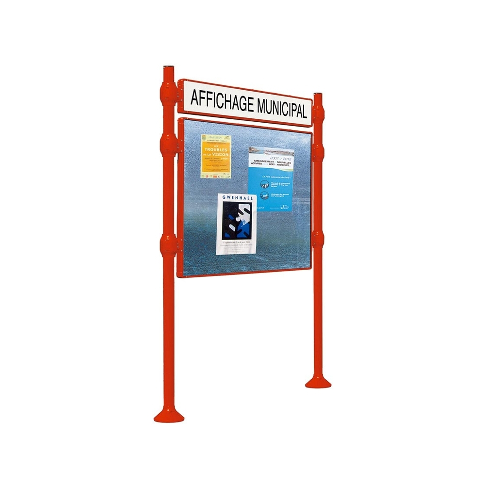 Panneau d'affichage libre Inox brossé RAL3020 - 1225x1670 - Module initial - Bandeau-titre - PROCITY - 591199.3020