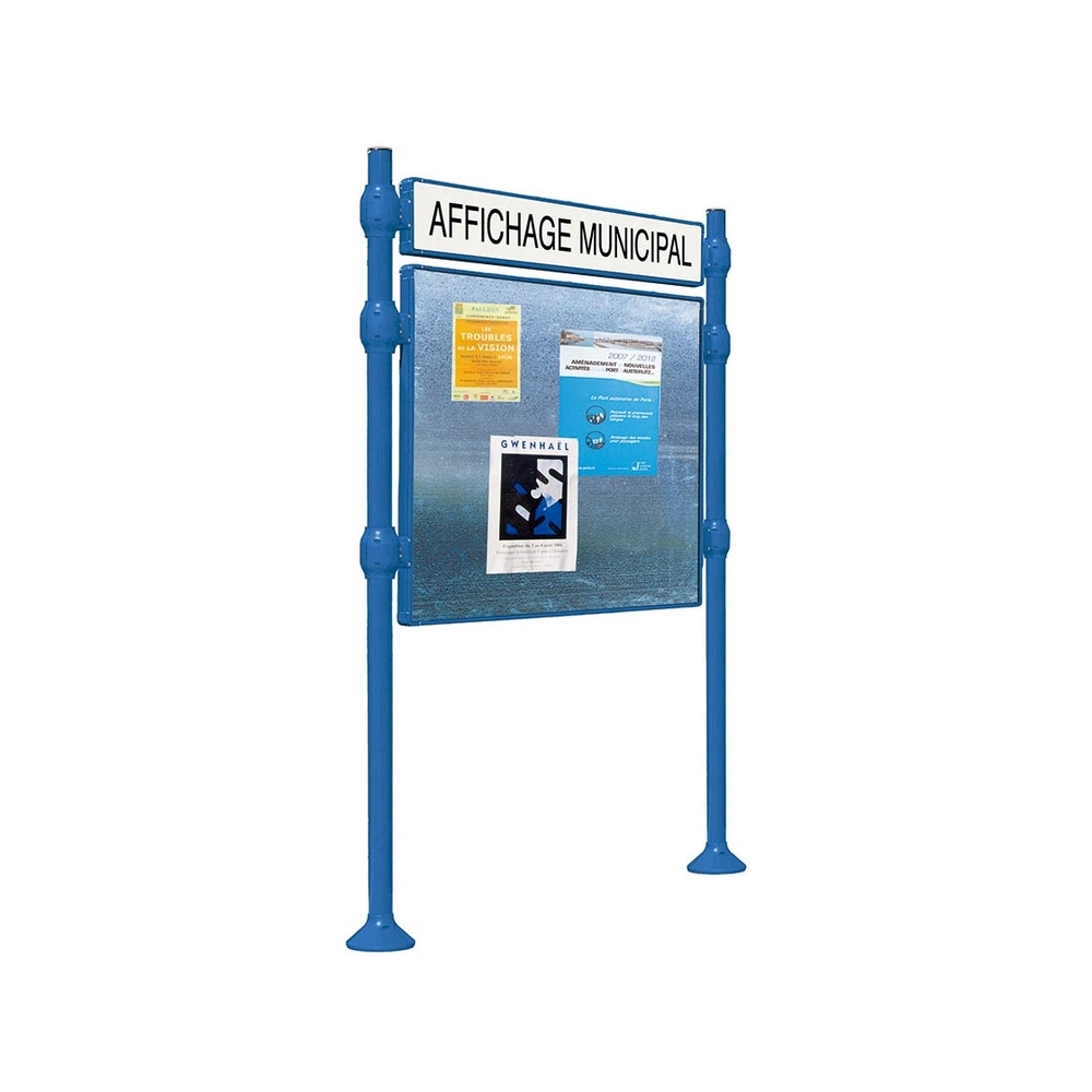Panneau d'affichage libre Inox brossé RAL5010 - 1225x1670 - Module initial - Bandeau-titre - PROCITY - 591199.5010
