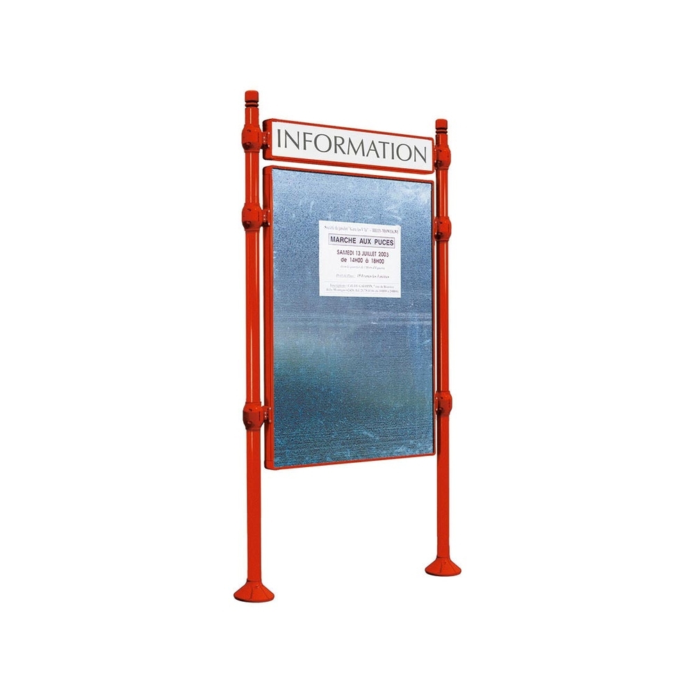 Panneau d'affichage libre City RAL3020 - 1670x1225 - Module initial - Bandeau-titre - PROCITY - 591220.3020