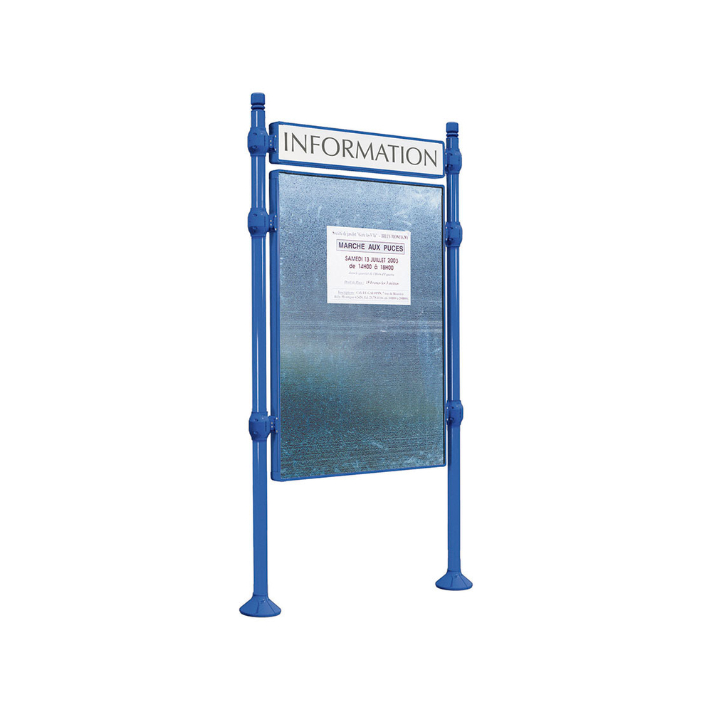 Panneau d'affichage libre City RAL5010 - 1670x1225 - Module initial - Bandeau-titre - PROCITY - 591220.5010