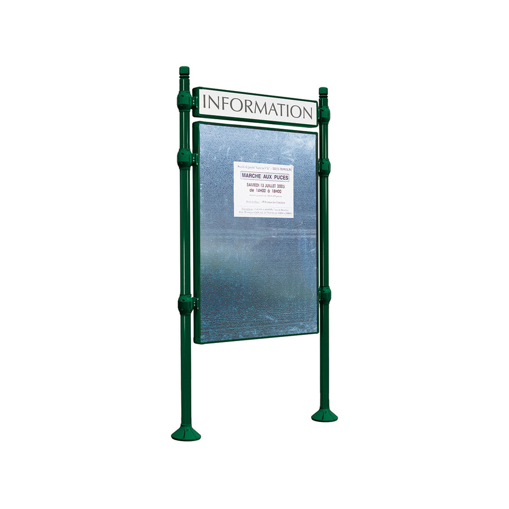 Panneau d'affichage libre City RAL6005 - 1670x1225 - Module initial - Bandeau-titre - PROCITY - 591220.6005