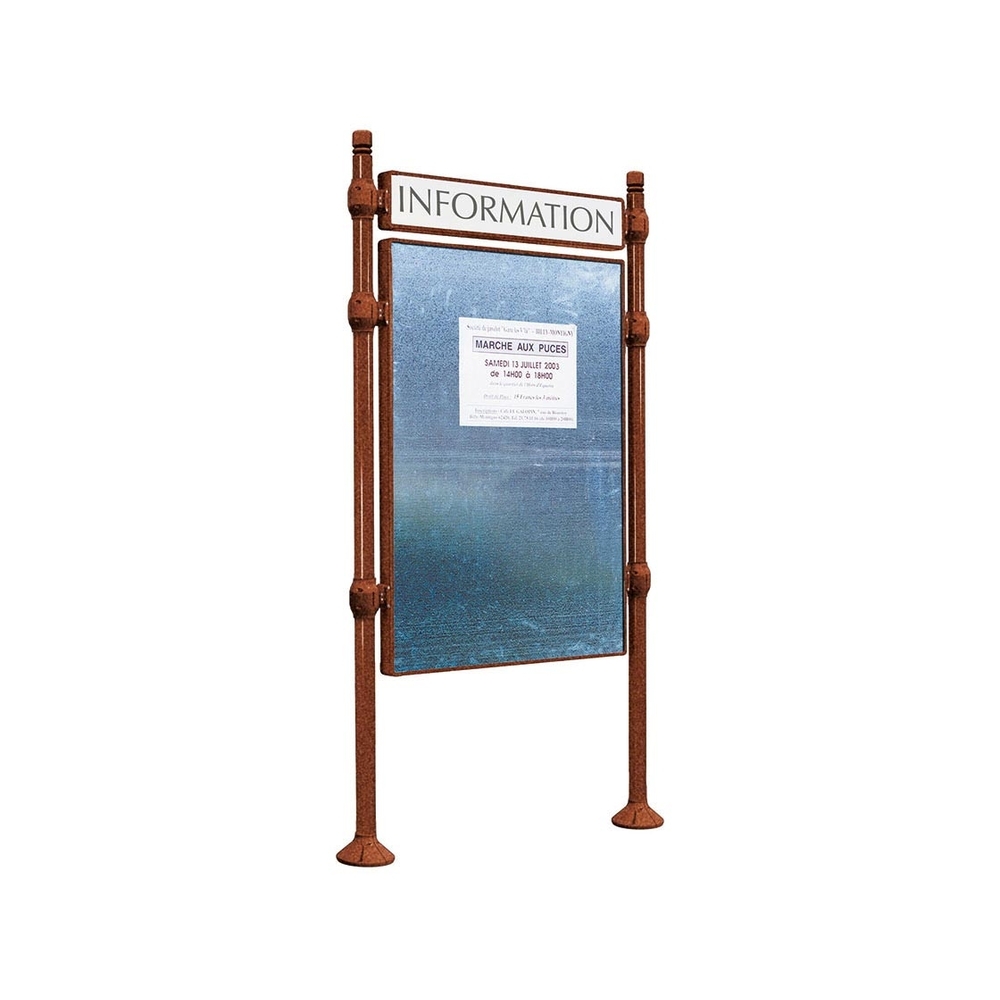 Panneau d'affichage libre City Aspect Corten - 1670x1225 - Module initial - Bandeau-titre - PROCITY - 591220.S025