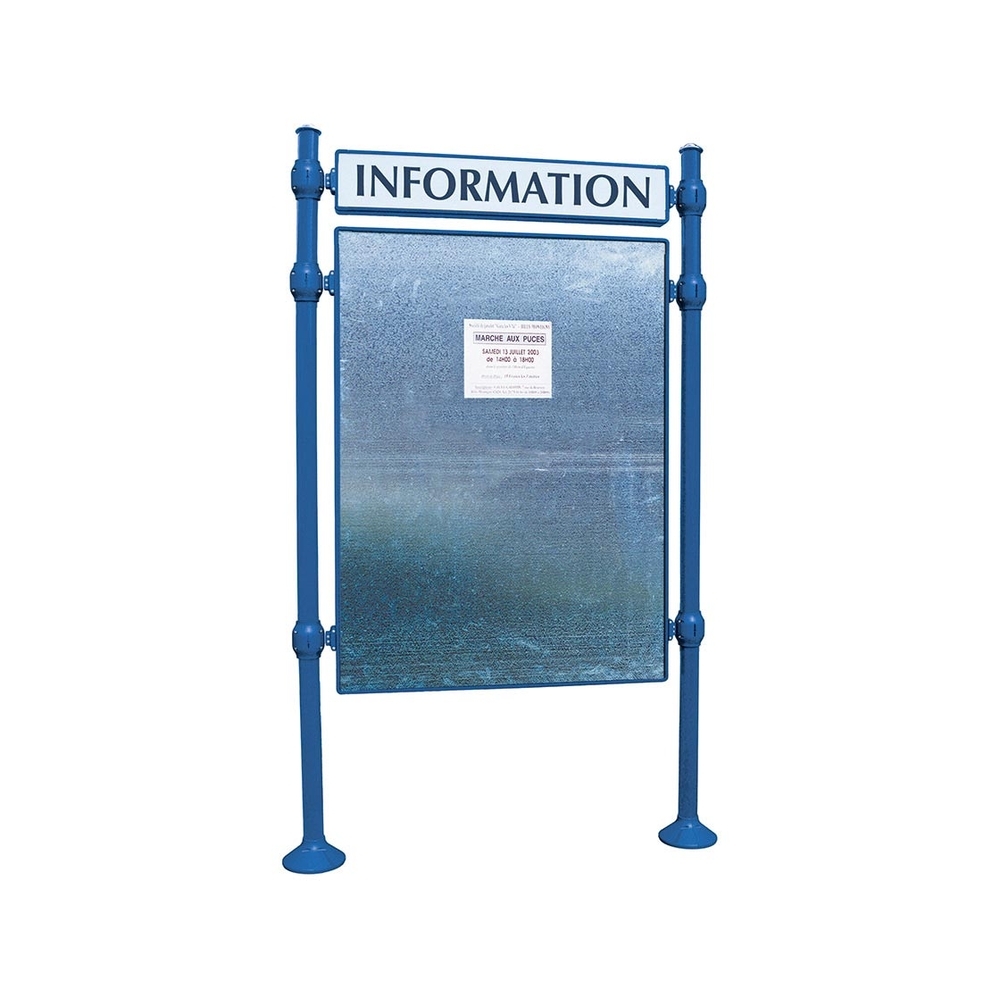Panneau d'affichage libre Agora RAL5010 - 1670x1225 - Module initial - Bandeau-titre - PROCITY - 591221.5010