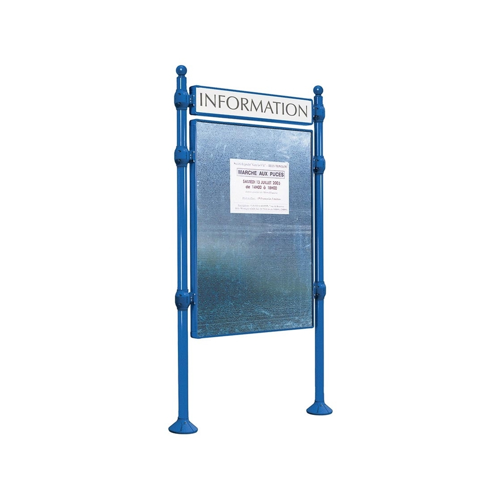 Panneau d'affichage libre Boule RAL5010 - 1670x1225 - Module initial - Bandeau-titre - PROCITY - 591222.5010
