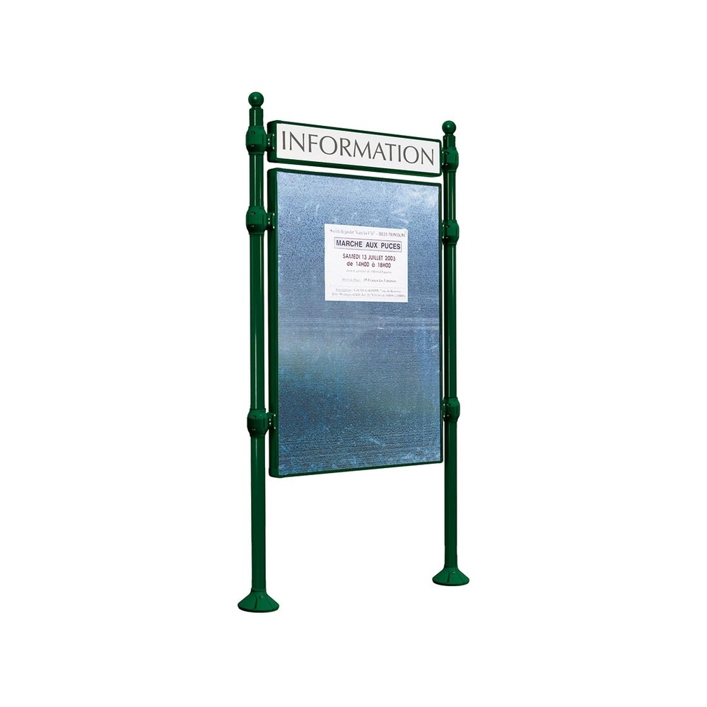 Panneau d'affichage libre Boule RAL6005 - 1670x1225 - Module initial - Bandeau-titre - PROCITY - 591222.6005