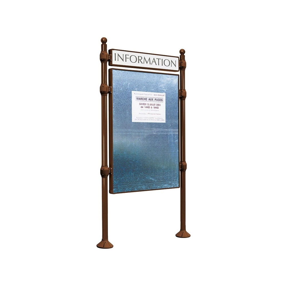 Panneau d'affichage libre Boule RAL8017 - 1670x1225 - Module initial - Bandeau-titre - PROCITY - 591222.8017