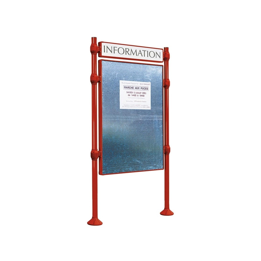 Panneau d'affichage libre Inox brossé RAL3004 - 1670x1225 - Module initial - Bandeau-titre - PROCITY - 591231.3004