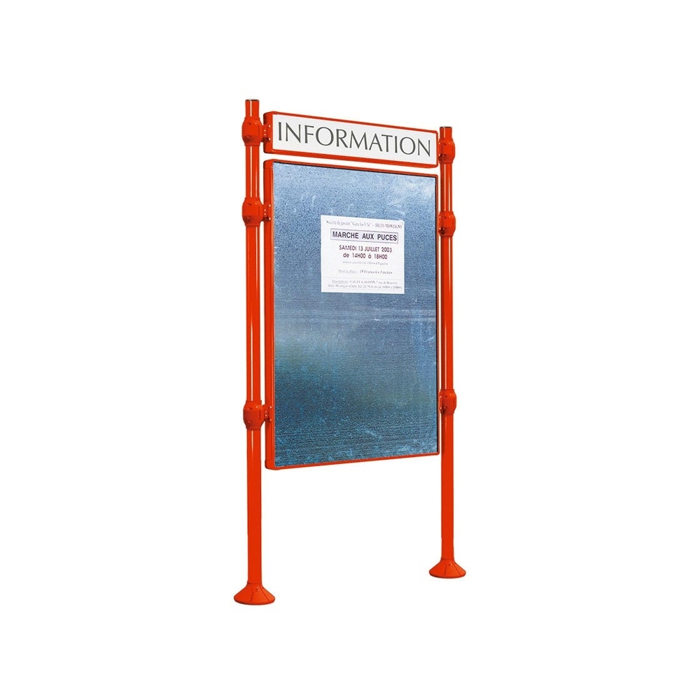 Panneau d'affichage libre Inox brossé RAL3020 - 1670x1225 - Module initial - Bandeau-titre - PROCITY - 591231.3020