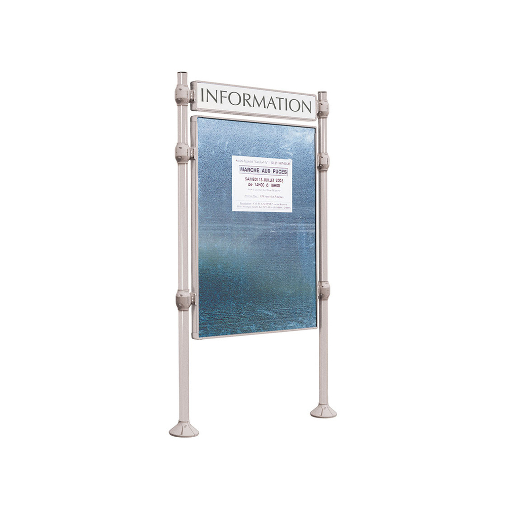 Panneau d'affichage libre Inox brossé RAL7044 - 1670x1225 - Module initial - Bandeau-titre - PROCITY - 591231.7044