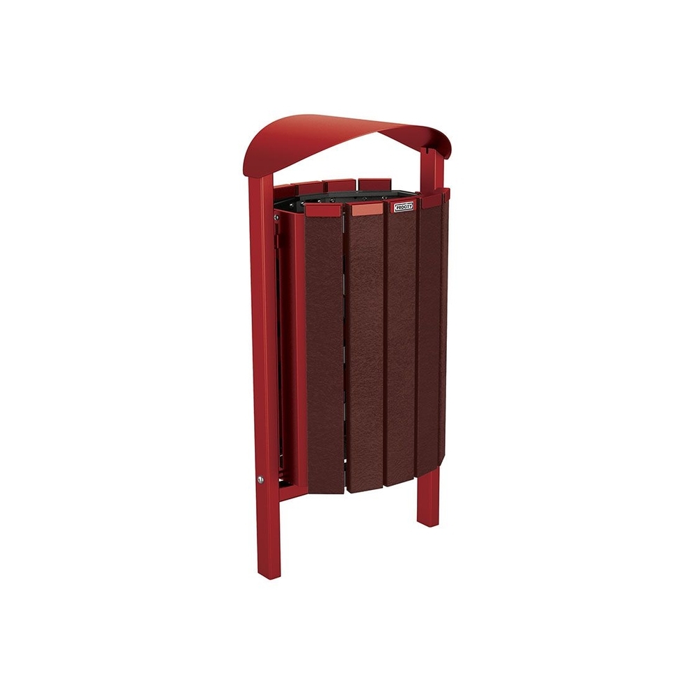 Corbeille Silaos acier et plastique recyclé 50 litres RAL3004 - Sans cendrier - Scellement direct - PROCITY - 594143.3004
