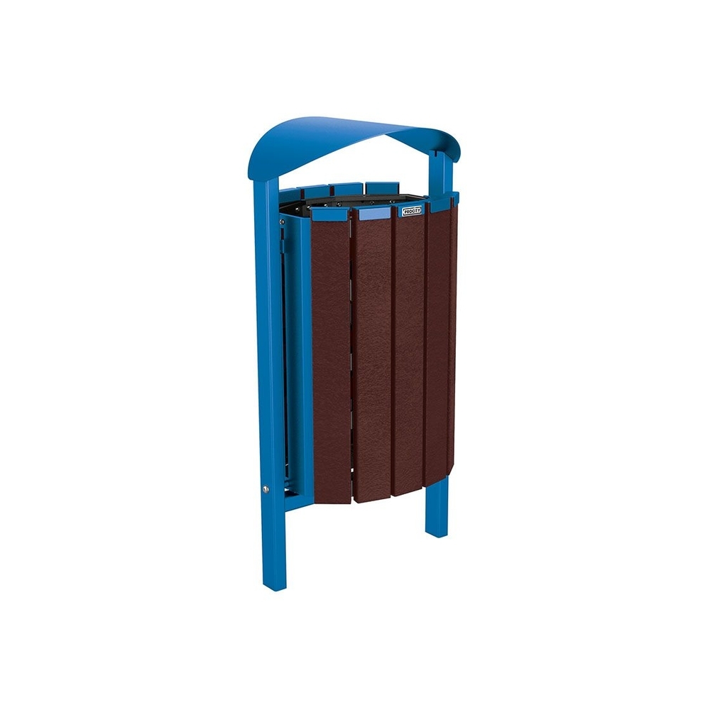 Corbeille Silaos acier et plastique recyclé 50 litres RAL5010 - Sans cendrier - Scellement direct - PROCITY - 594143.5010