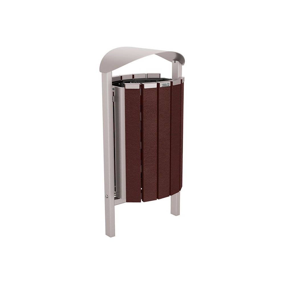 Corbeille Silaos acier et plastique recyclé 50 litres RAL7044 - Sans cendrier - Scellement direct - PROCITY - 594143.7044