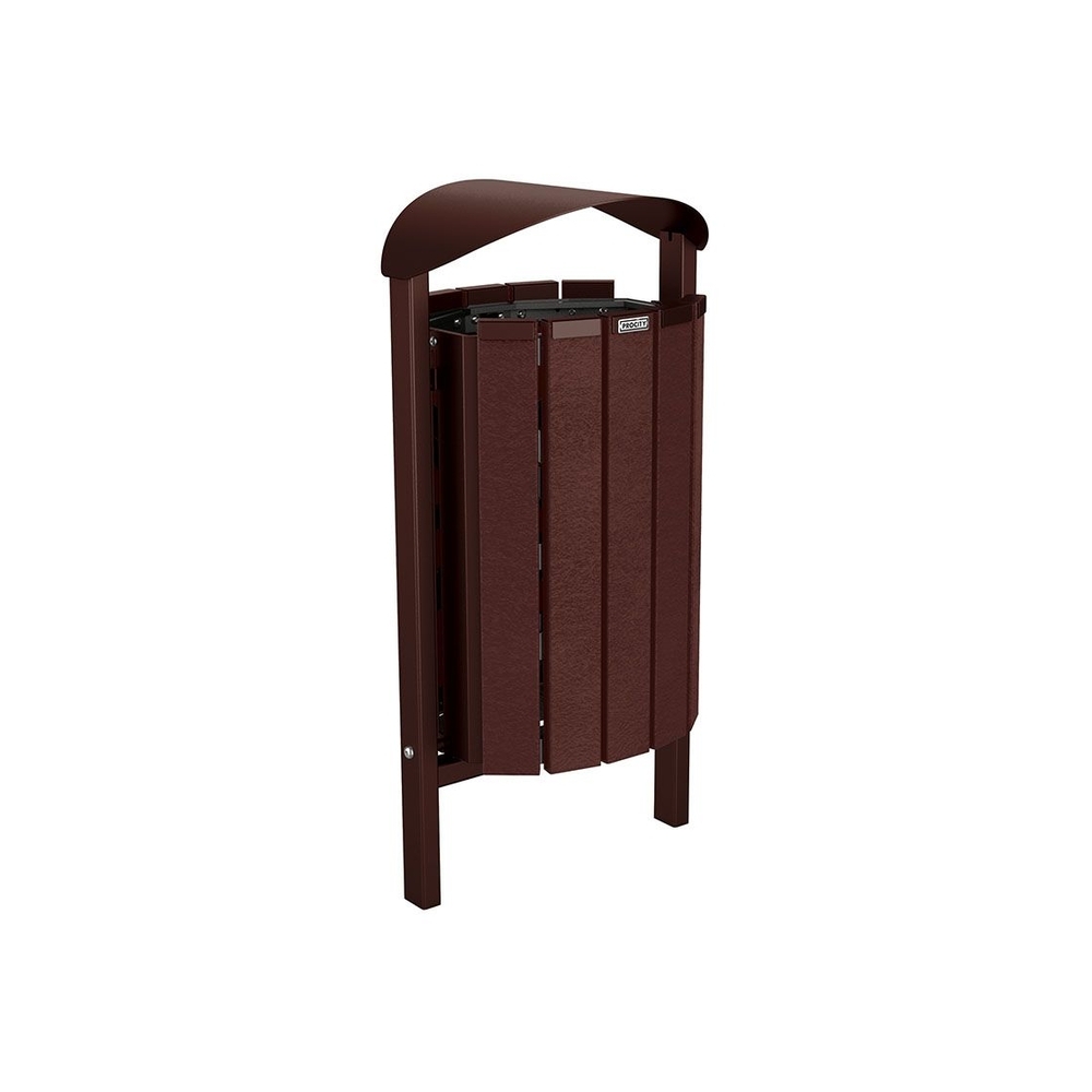 Corbeille Silaos acier et plastique recyclé 50 litres RAL8017 - Sans cendrier - Scellement direct - PROCITY - 594143.8017