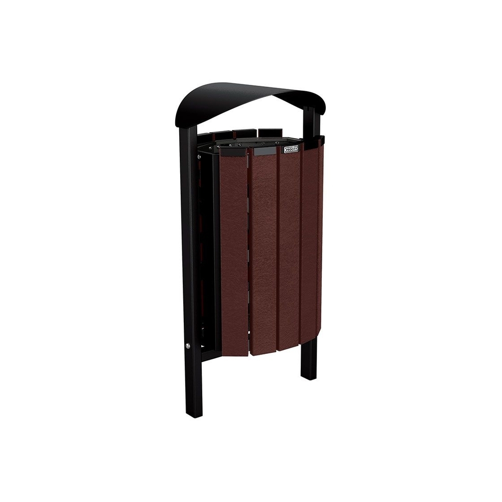 Corbeille Silaos acier et plastique recyclé 50 litres RAL9005 - Sans cendrier - Scellement direct - PROCITY - 594143.9005