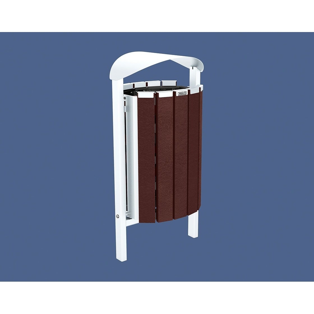 Corbeille Silaos acier et plastique recyclé 50 litres RAL9010 - Sans cendrier - Scellement direct - PROCITY - 594143.9010