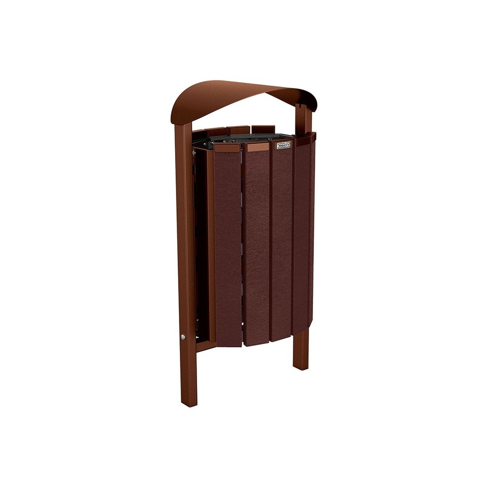 Corbeille Silaos acier et plastique recyclé 50 litres Aspect Corten - Sans cendrier - Scellement direct - PROCITY - 594143.S025