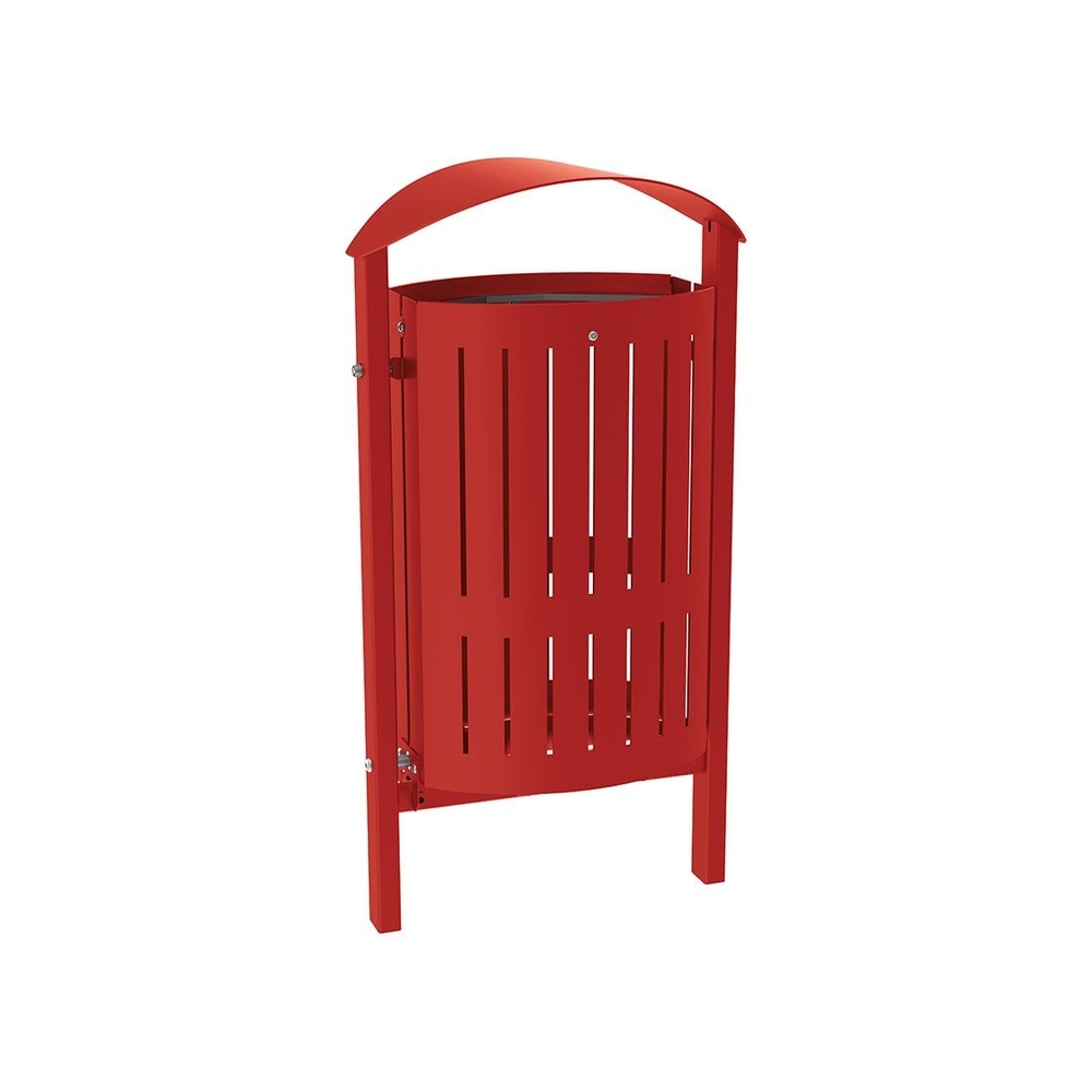 Corbeille Silaos acier 50 litres RAL3004 - Sans cendrier - Scellement direct - PROCITY - 594146.3004