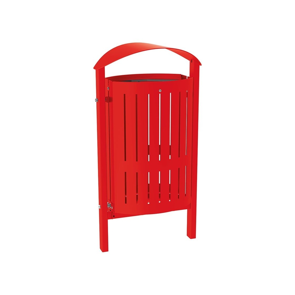 Corbeille Silaos acier 50 litres RAL3020 - Sans cendrier - Scellement direct - PROCITY - 594146.3020