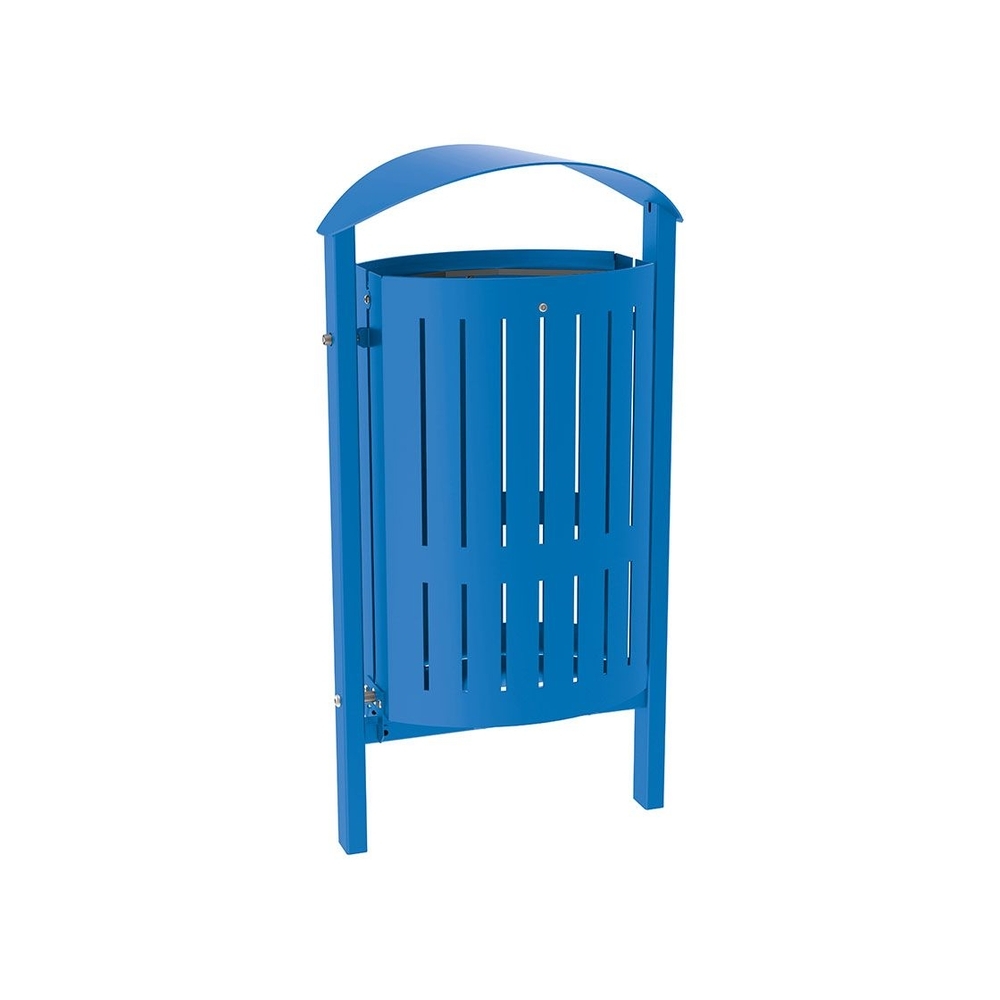 Corbeille Silaos acier 50 litres RAL5010 - Sans cendrier - Scellement direct - PROCITY - 594146.5010