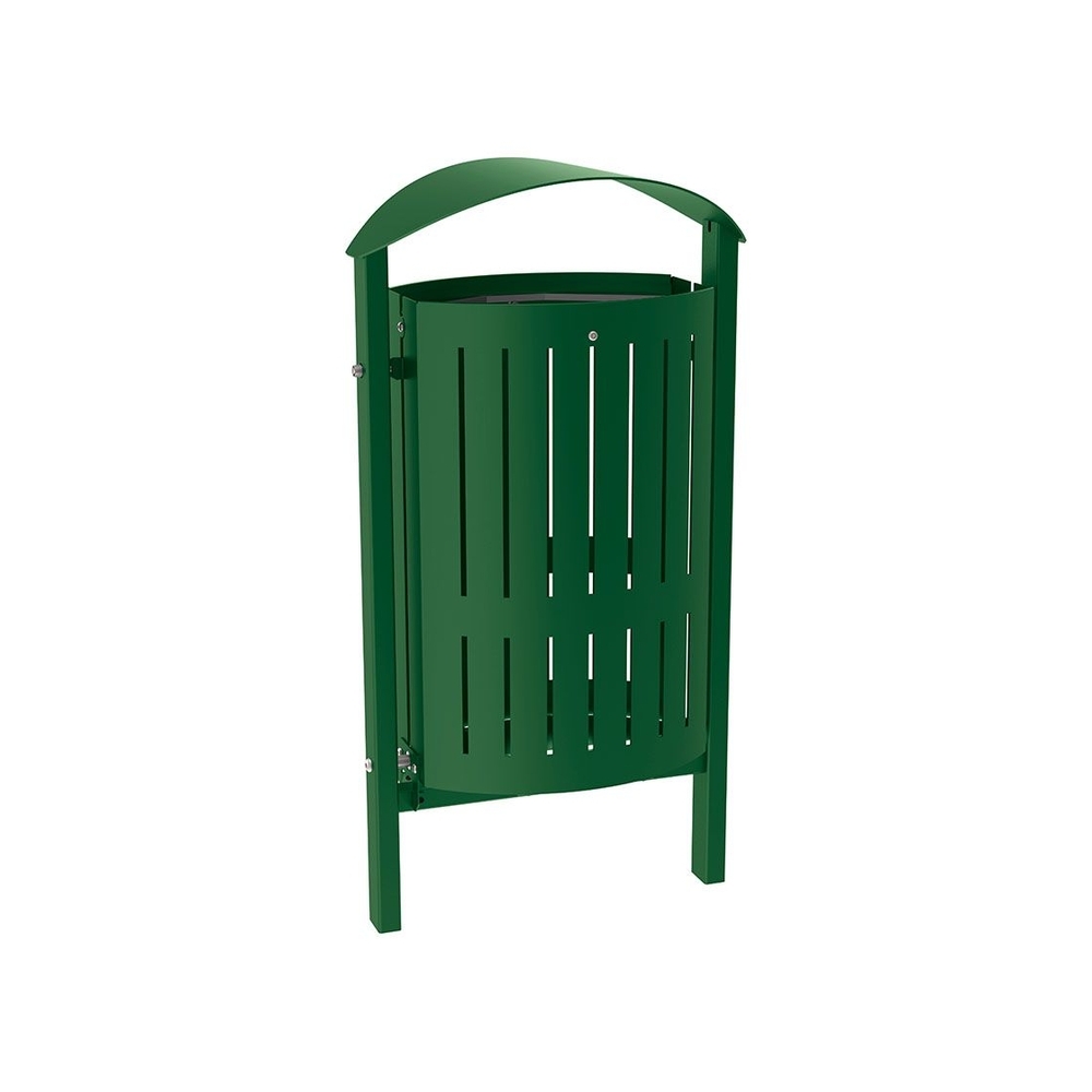 Corbeille Silaos acier 50 litres RAL6005 - Sans cendrier - Scellement direct - PROCITY - 594146.6005