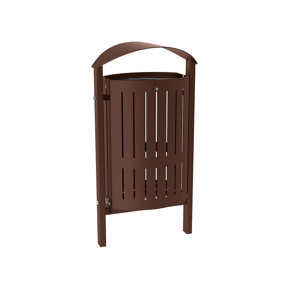 Corbeille Silaos acier 50 litres RAL8017 - Sans cendrier - Scellement direct - PROCITY - 594146.8017