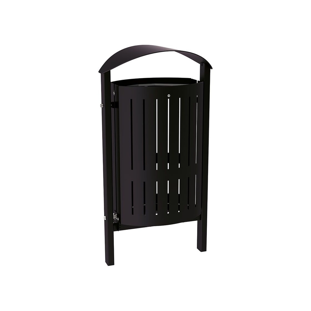 Corbeille Silaos acier 50 litres RAL9005 - Sans cendrier - Scellement direct - PROCITY - 594146.9005