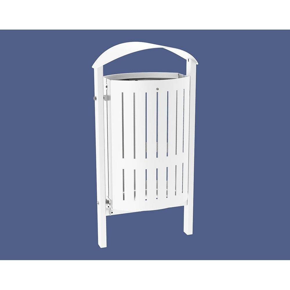 Corbeille Silaos acier 50 litres RAL9010 - Sans cendrier - Scellement direct - PROCITY - 594146.9010