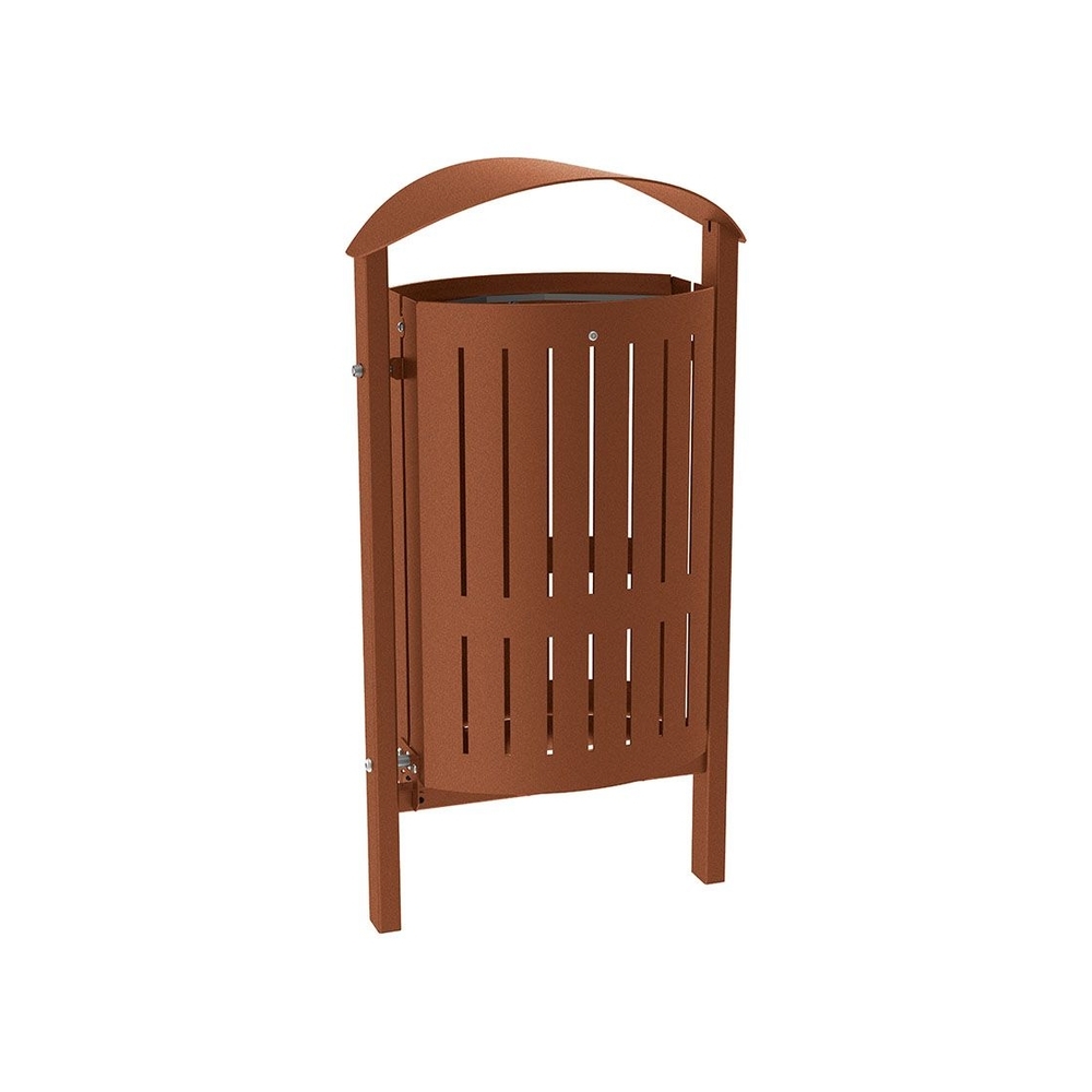 Corbeille Silaos acier 50 litres Aspect Corten - Sans cendrier - Scellement direct - PROCITY - 594146.S025