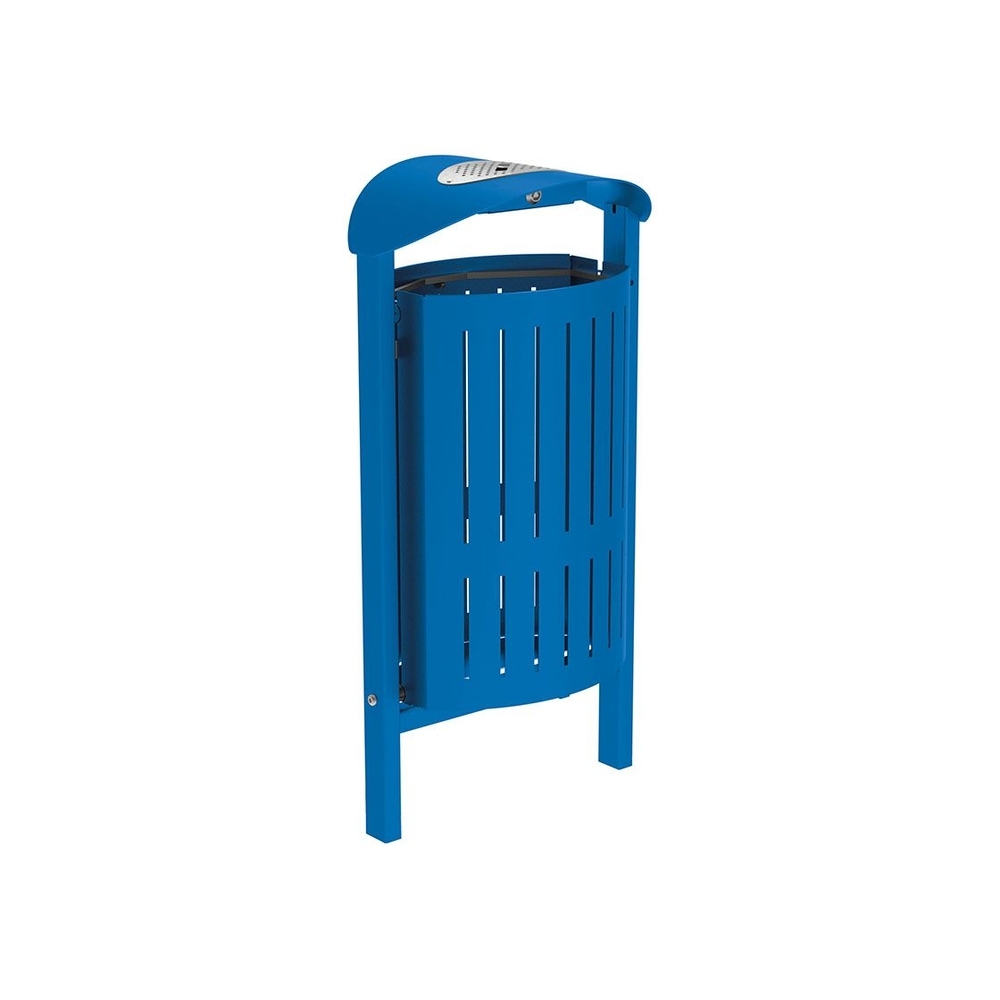 Corbeille Silaos acier 50 litres RAL5010 - cendrier - Scellement direct - PROCITY - 594148.5010