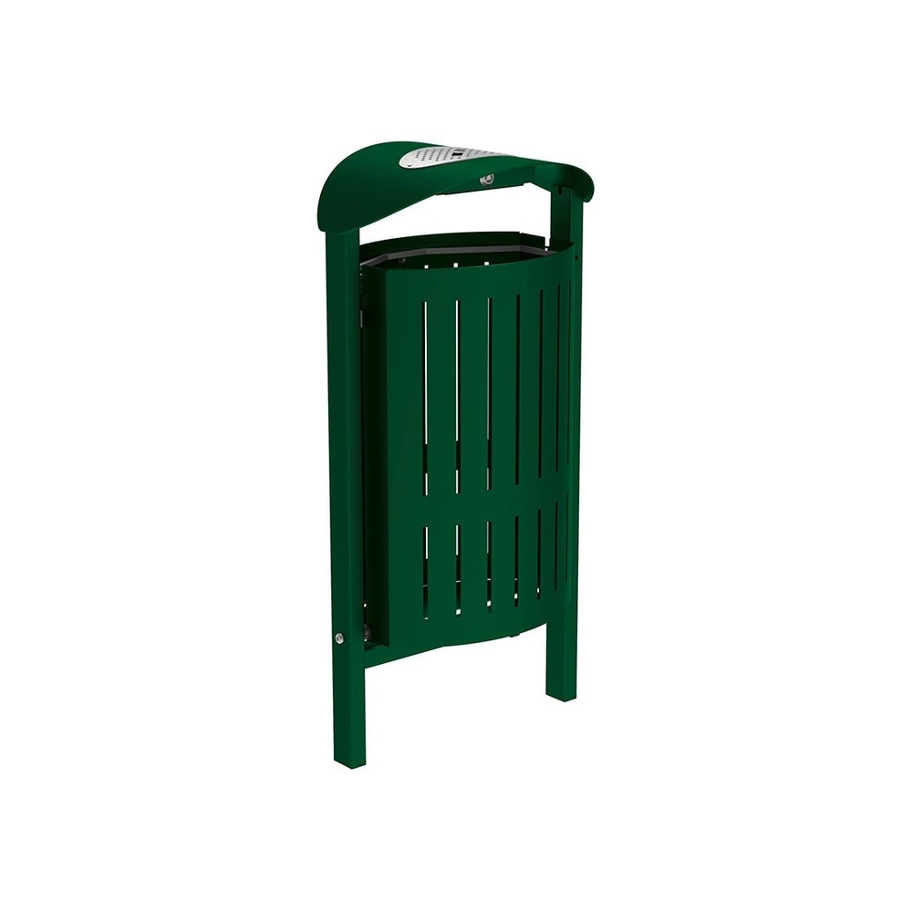 Corbeille Silaos acier 50 litres RAL6005 - cendrier - Scellement direct - PROCITY - 594148.6005