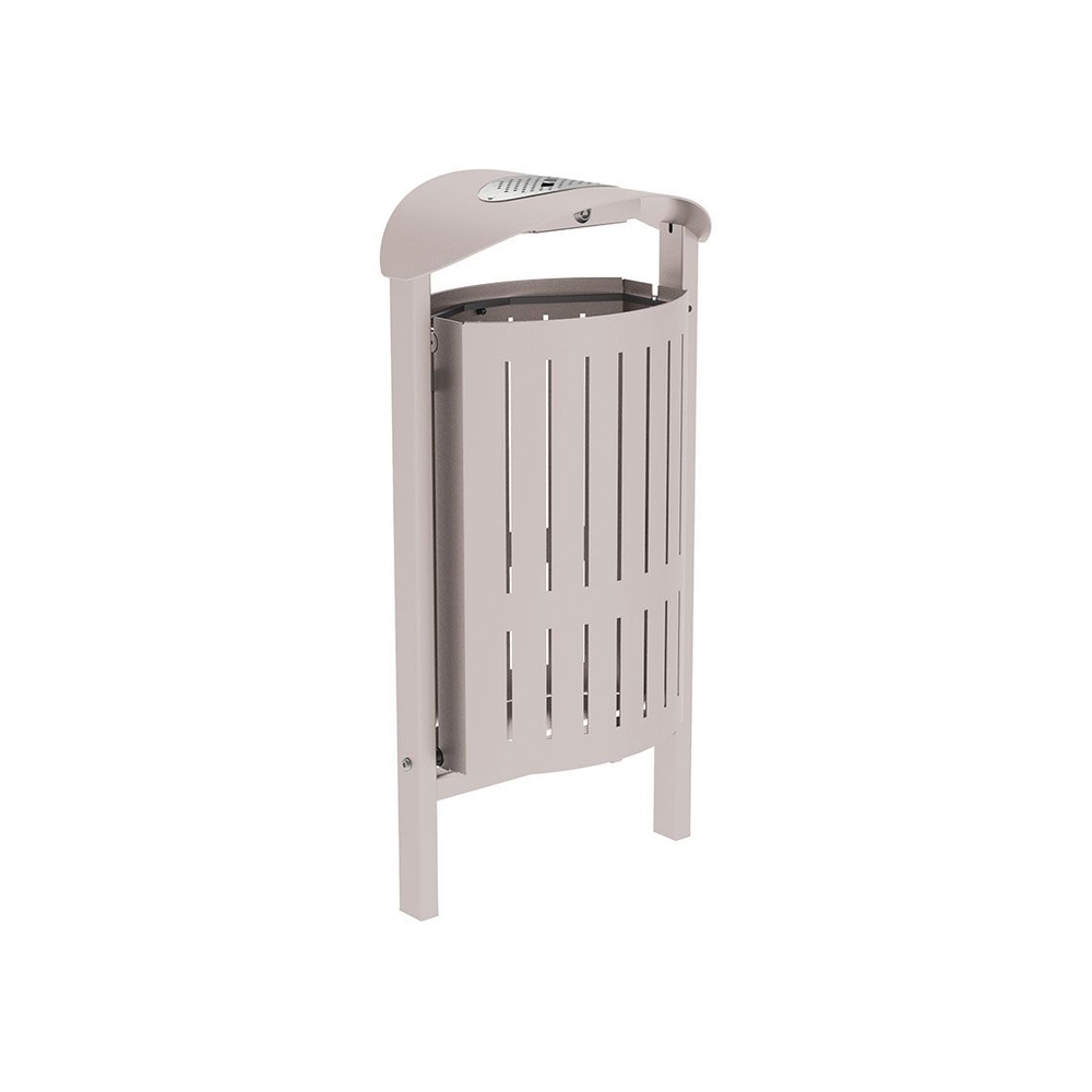 Corbeille Silaos acier 50 litres RAL7044 - cendrier - Scellement direct - PROCITY - 594148.7044