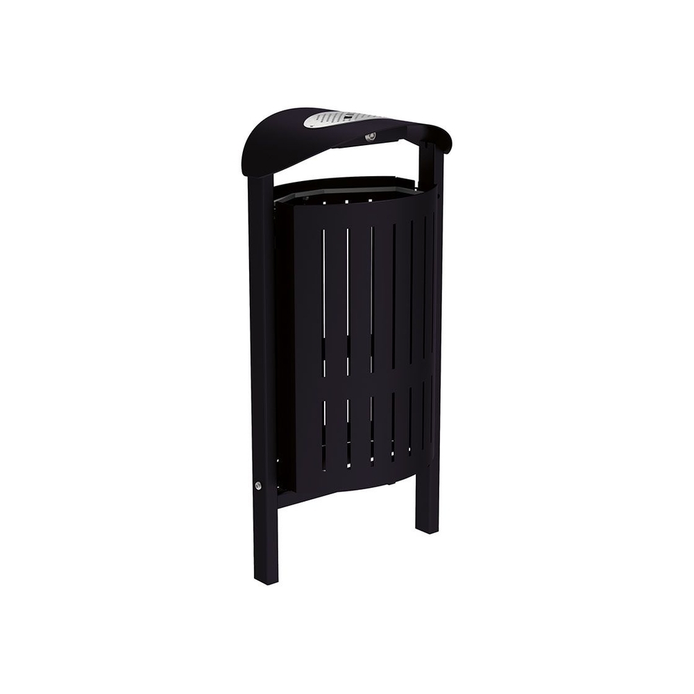 Corbeille Silaos acier 50 litres RAL9005 - cendrier - Scellement direct - PROCITY - 594148.9005