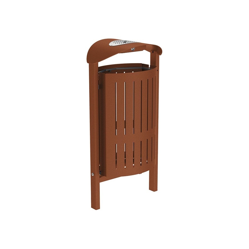 Corbeille Silaos acier 50 litres Aspect Corten - cendrier - Scellement direct - PROCITY - 594148.S025