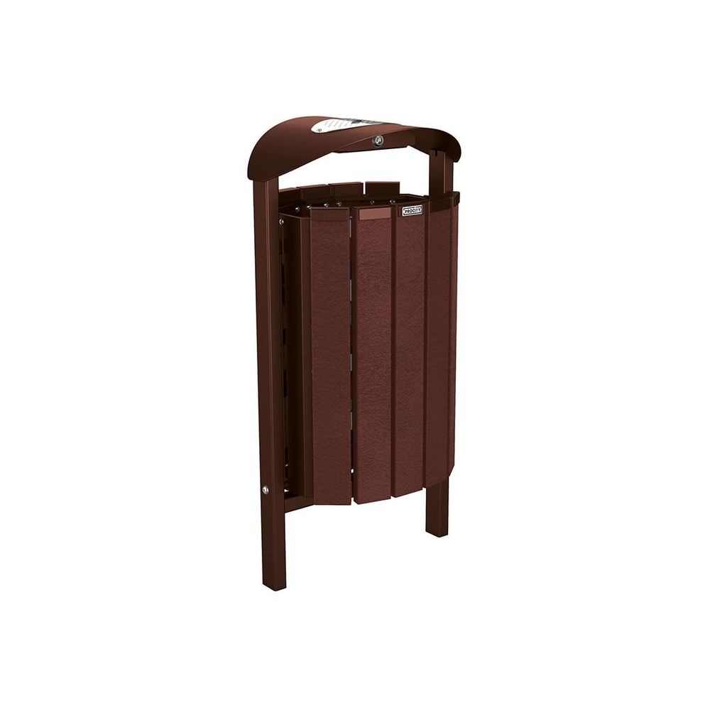 Corbeille Silaos acier et plastique recyclé 50 litres RAL8017 - cendrier - Scellement direct - PROCITY - 594149.8017