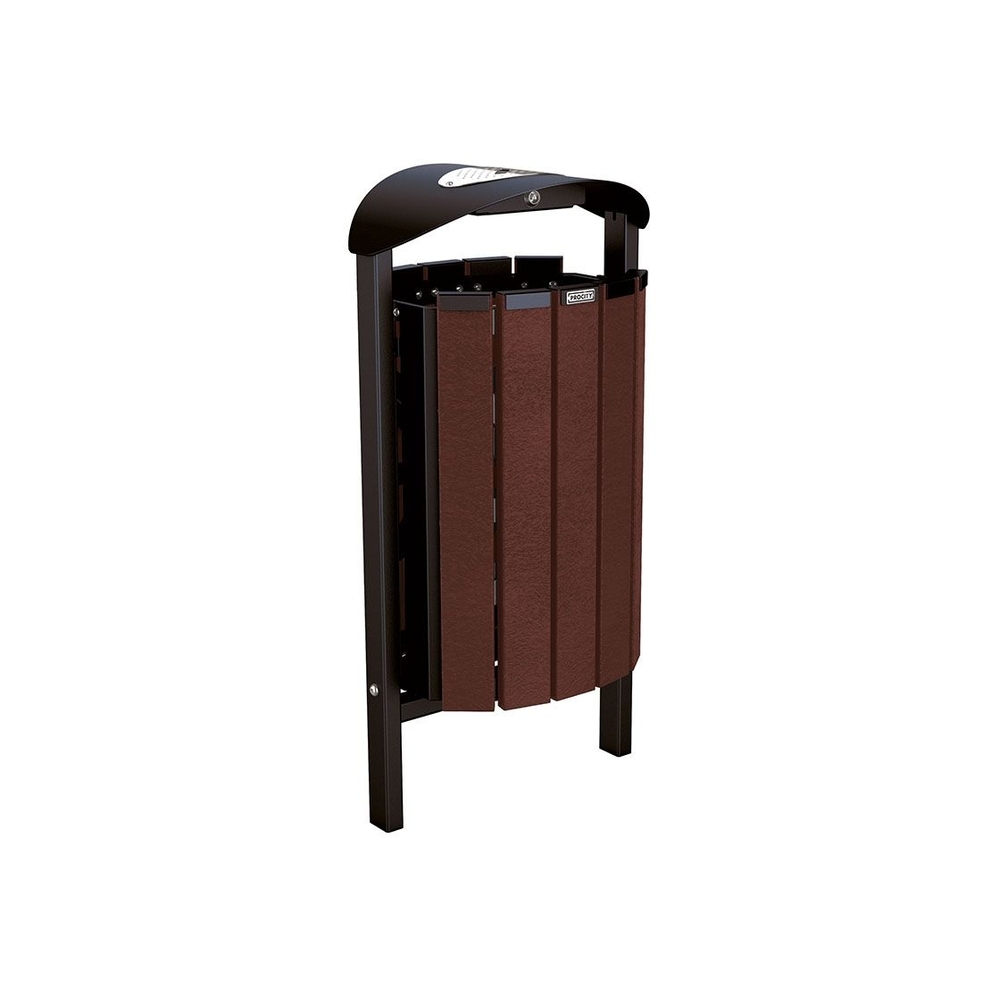 Corbeille Silaos acier et plastique recyclé 50 litres RAL9005 - cendrier - Scellement direct - PROCITY - 594149.9005