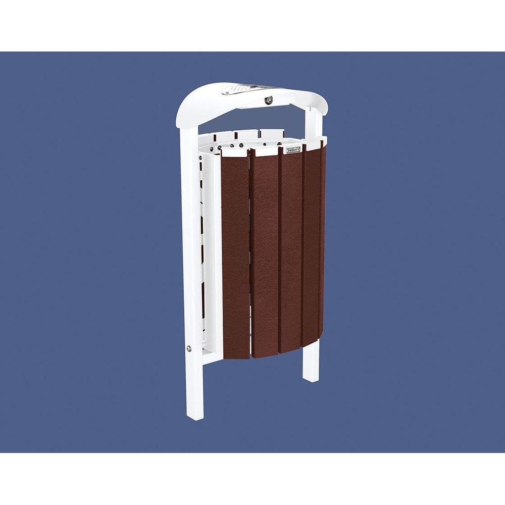 Corbeille Silaos acier et plastique recyclé 50 litres RAL9010 - cendrier - Scellement direct - PROCITY - 594149.9010