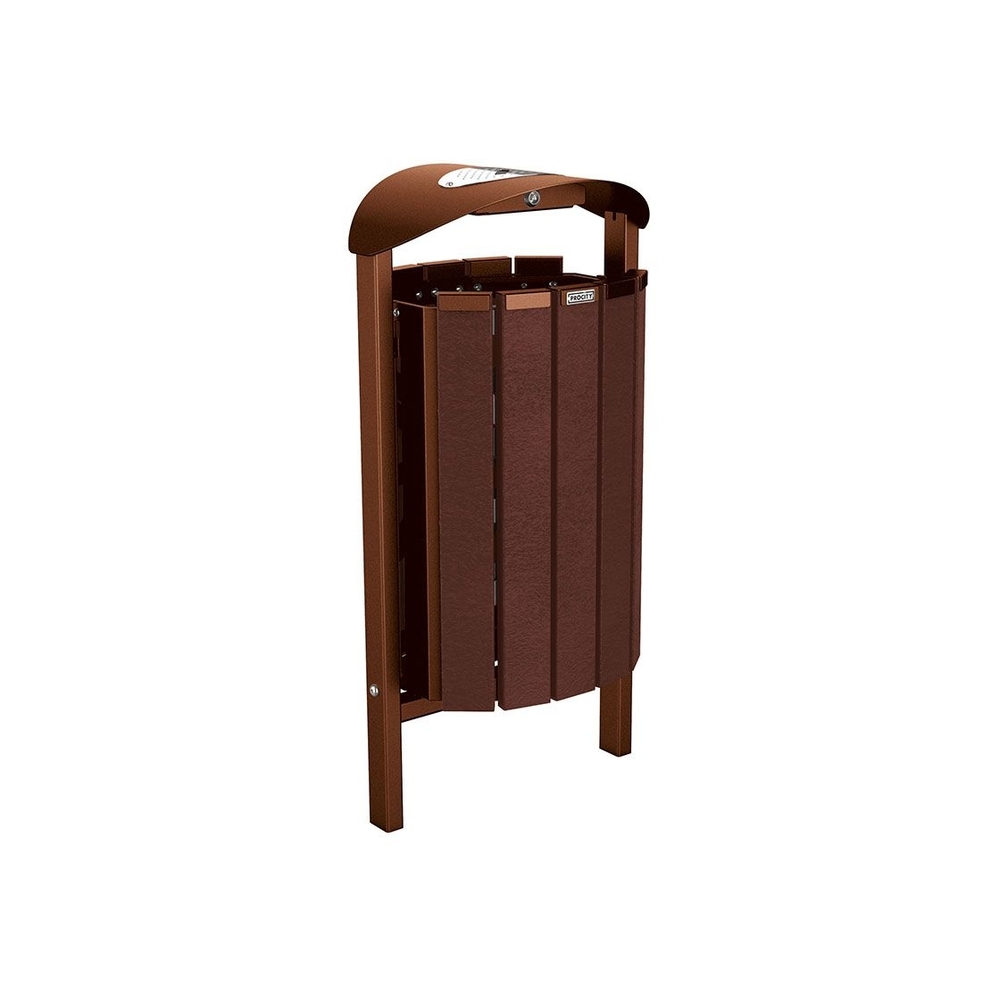Corbeille Silaos acier et plastique recyclé 50 litres Aspect Corten - cendrier - Scellement direct - PROCITY - 594149.S025